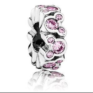 Disney Parks Collection Pandora pink crystals Minnie heads spacer EUC